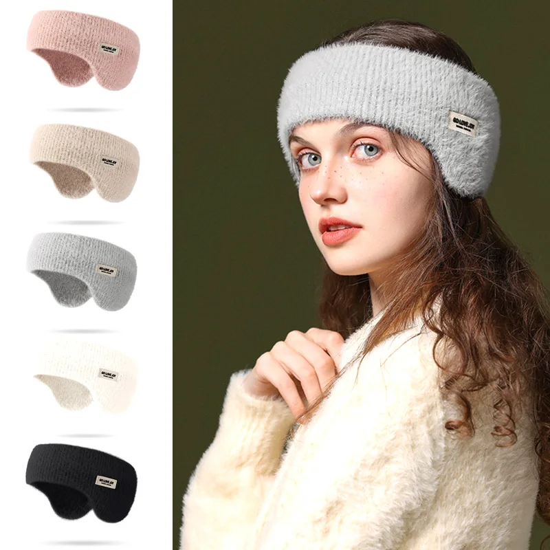 

Winter Lamb Wool Earmuff Headband Women Outdoor Windproof Plush Headworn Earflap Hairband Sleeping Sound Insulation