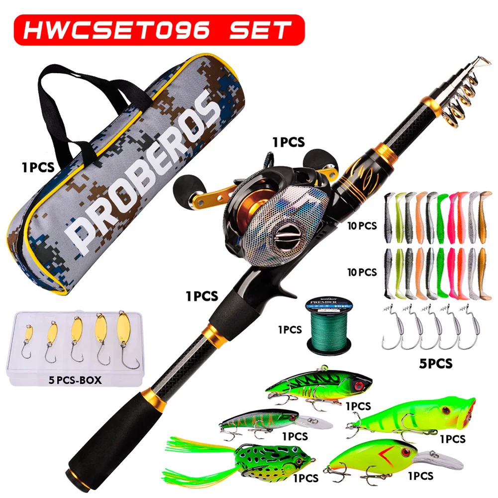 

Fishing Rod Reel Combo Fishing Rods Kit Carbon Drop Wheel Fishing Gear For Freshwater Saltwater Grown-ups Kids Dropshipping