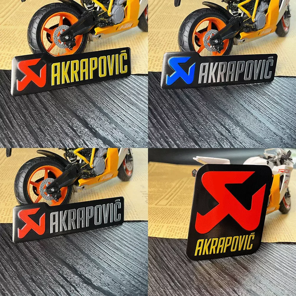 Motorcycle Exhaust Decals, 3D Metal Aluminum Emblem Racing Stickers, Waterproof High Temp Proof Pipe Decor Stickers view 2
