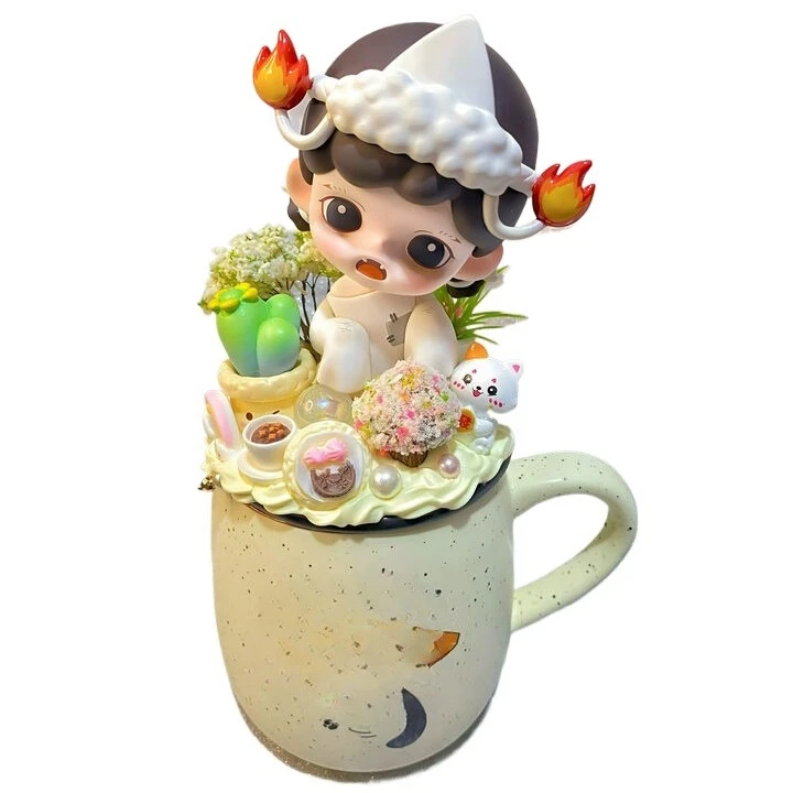

Cream glue mug with lid ceramic cup cute little devil
