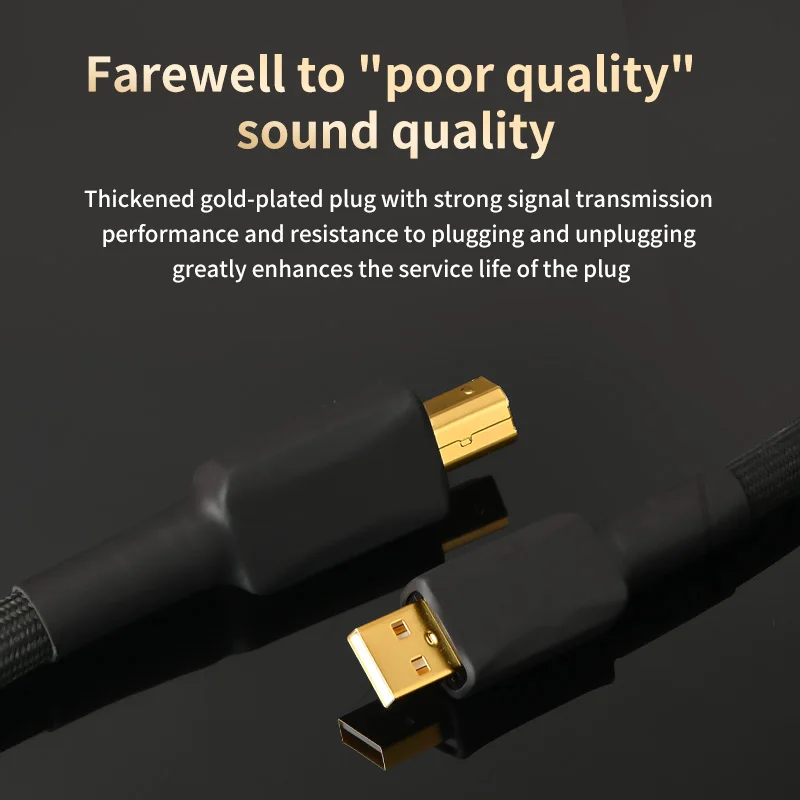 6N sterling silver hifi USB dac decoding cable USB A-B high fidelity data audio digital cable sound card mixer decoder