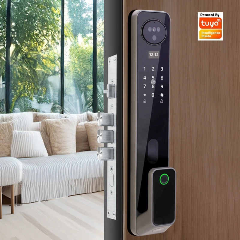Tuya Smart Lock Automatic 3d Facial Recognition Monitoring Fingerprint Lock Household Wooden Door Electronic Password Door Lock