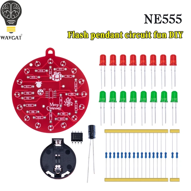 NE555 LED dekoracja na choinkę czerwona i zielona dioda LED migająca PCB zestaw do samodzielnego montażu migające światła płyta do ćwiczeń lutowania