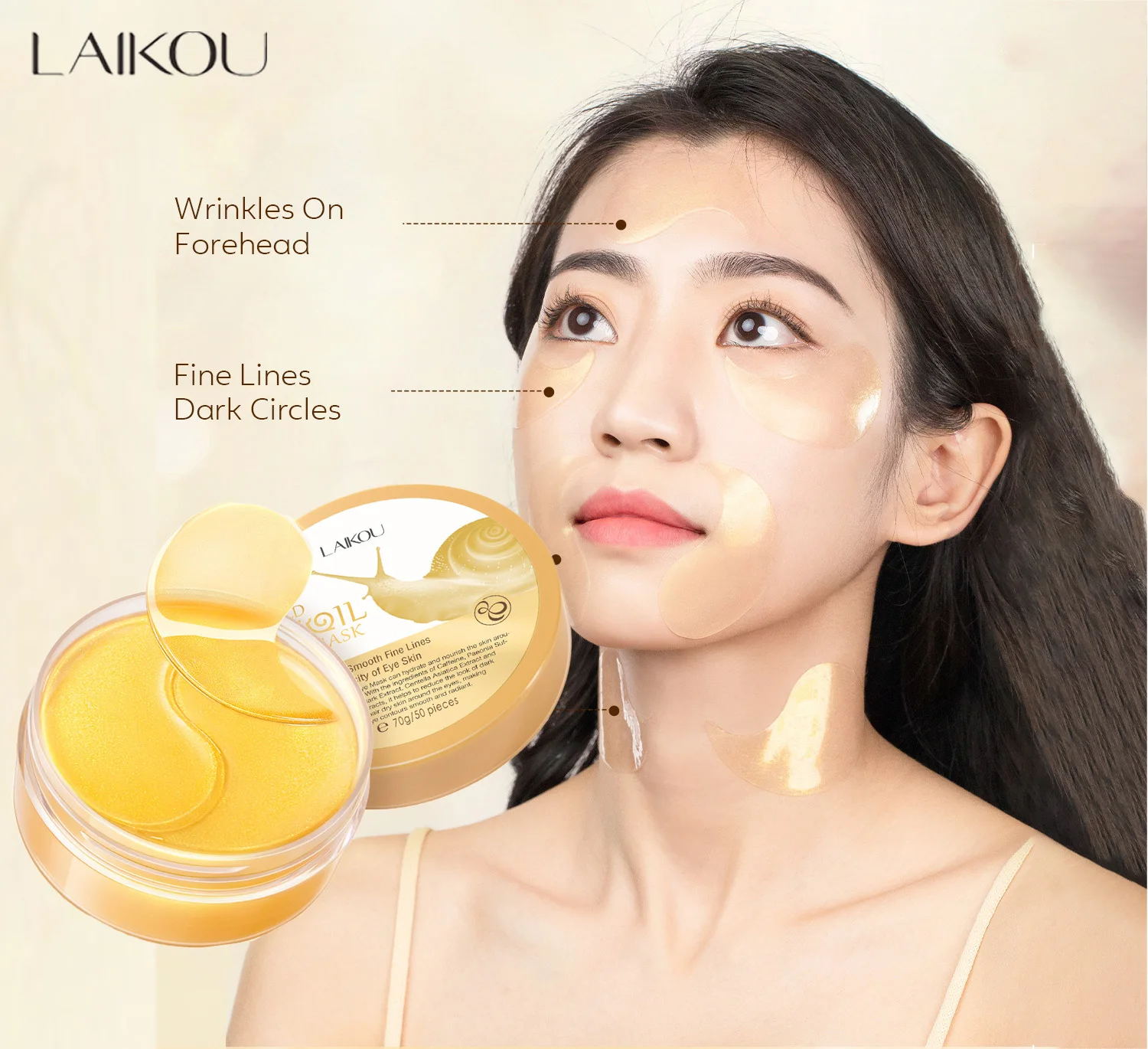 LAIKOU Schnecken-Augenmaske, Anti-Augenringe, Taschen, feuchtigkeitsspendend, straffend, Augenklappen, Schönheit, Augen, Hautpflegeprodukte