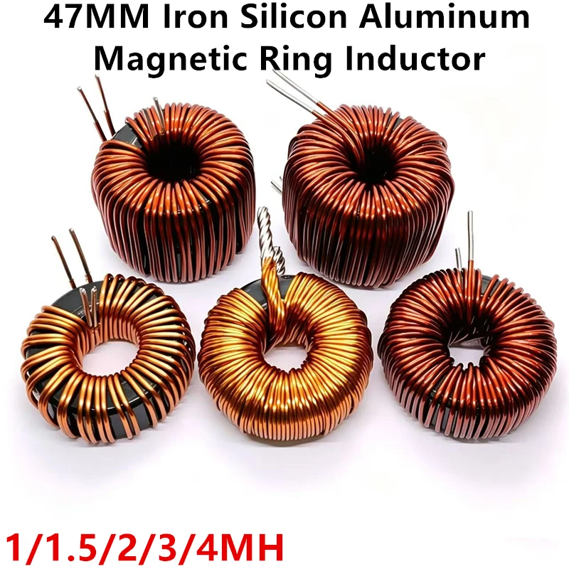 1PCS 47MM Iron Silicon Aluminum Magnetic Ring Inductor 1/1.5/2/3/4 MH 184125 Charging Pile PFC LC Filter Inductor DC-DC