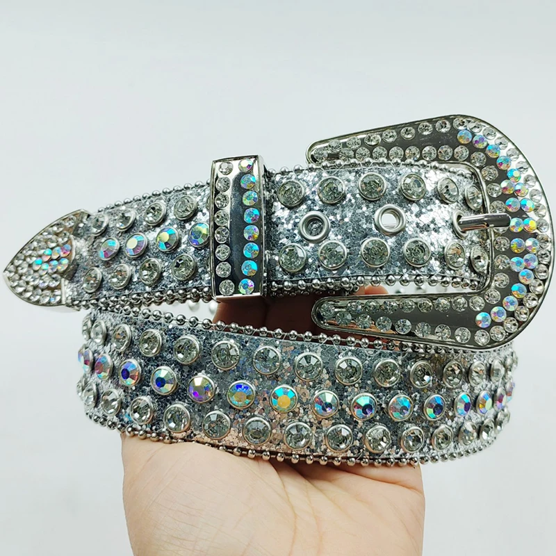 

Мужские повседневные ремни в стиле хип-хоп и рок с бриллиантовыми вставками, серебряные ремни из мягкой кожи с пряжкой и стразами, дизайнерские ремни для женщин.
