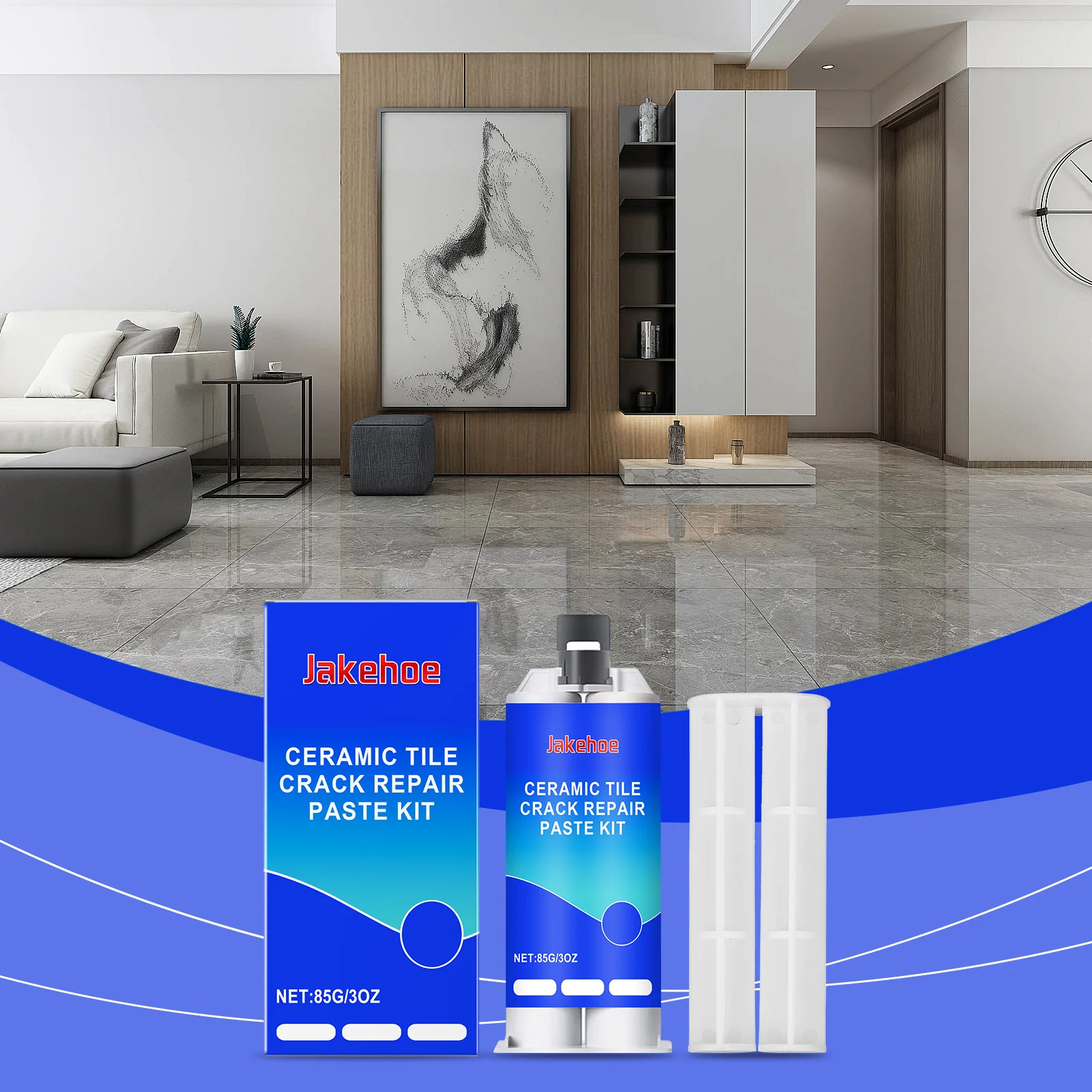 

Tile Repair Kit - Ceramic & Marble Crack Filler for Floors & Walls - Waterproof AB Glue for Holes, Scratches - DIY Home Fix