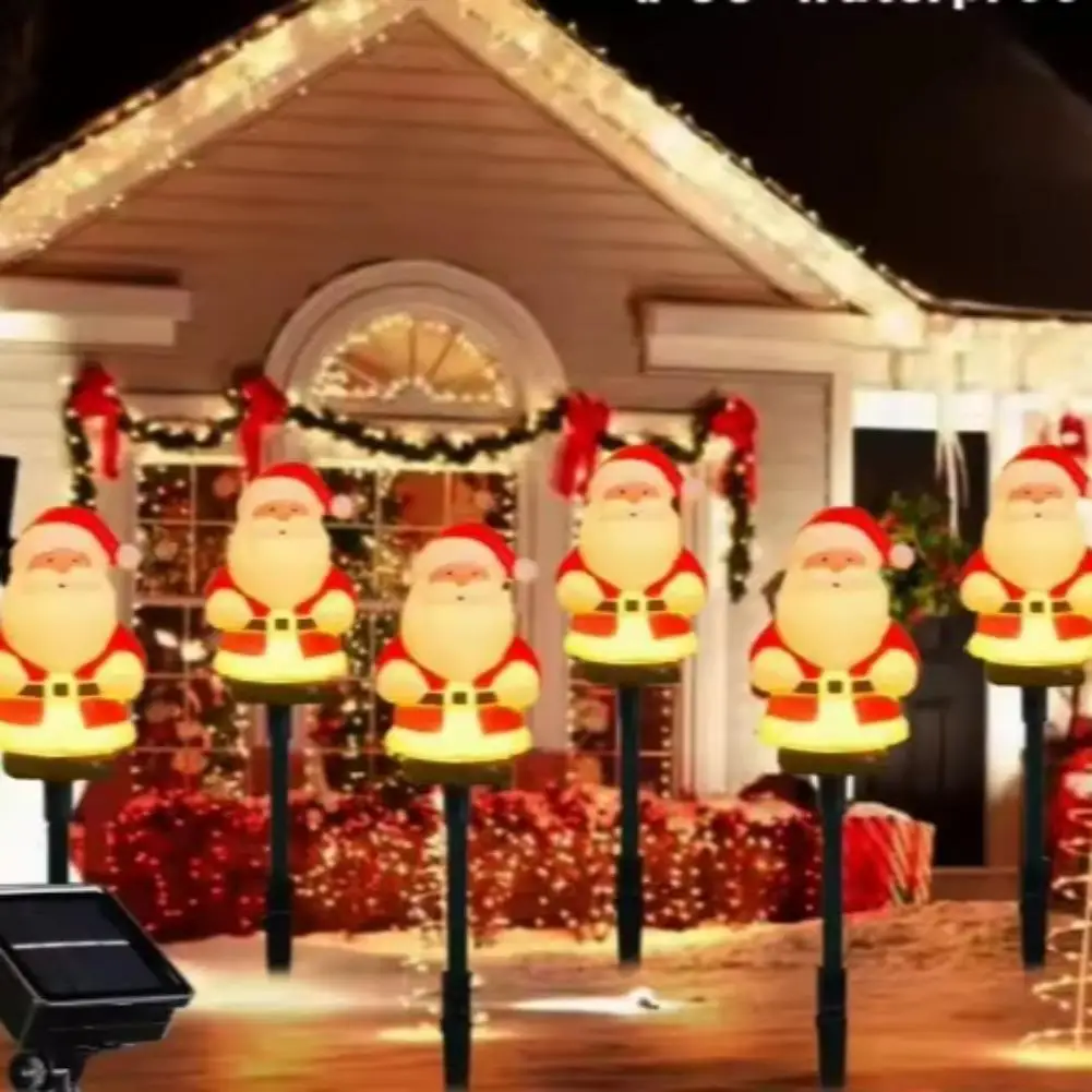 عيد الميلاد الأرض المكونات في أضواء الزنجبيل رجل سانتا كلوز في الهواء الطلق المنزل فناء الحديقة الديكور الشمسية الطابق المقبس أضواء الحديقة #4