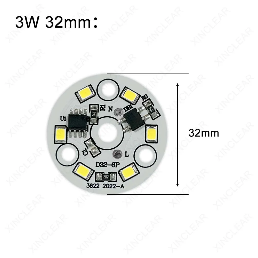 10pcs LED Light Board 3W Warm White AC 220V No Need Drive Dia 28mm 32mm PCB Board+2Pin Line SMD 2835 COB Chips For DIY Downlight