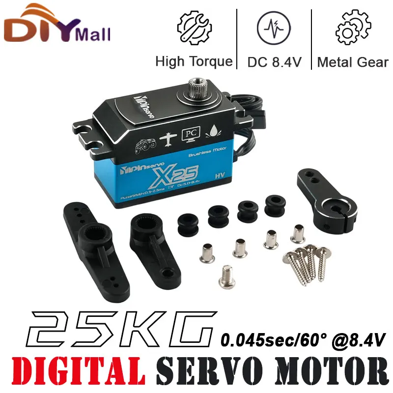 

GXservo X25 Low Profile Digital Servo 25KG Brushless Motor Full Metal Gear HV 5.0-8.4V For 1/10 RC Drift Touring Car Boat Toy
