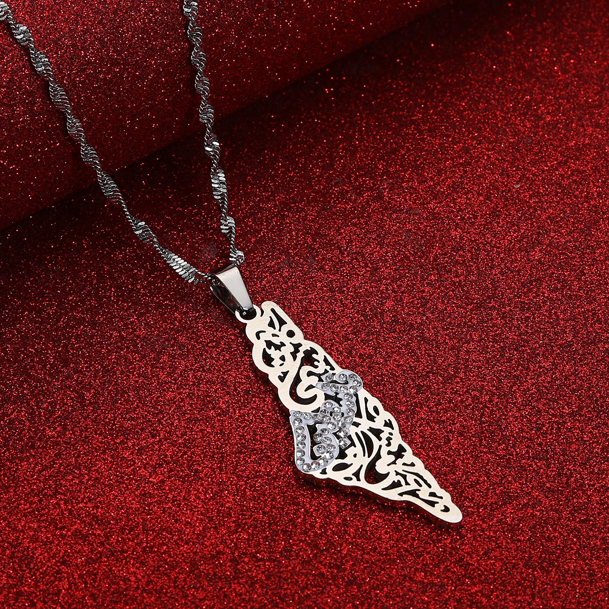 Stainless Steel Al Aqsa Mosque Pendant Necklace Ethnic Keffiyeh Islamic Charm Jewelry Gift For Women Men