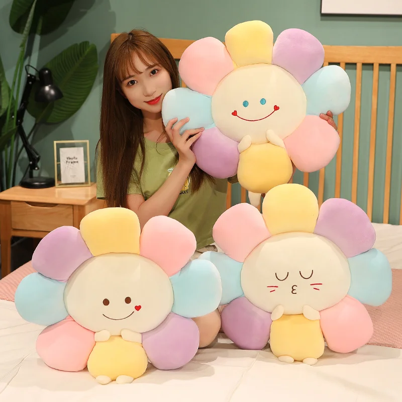 

Kawaii Smile Flowers Plush Pillow Cushion Toy Cute Stuffed Plants Sunflower Plushies Doll Cartoon Soft Kids Toys Home Decor