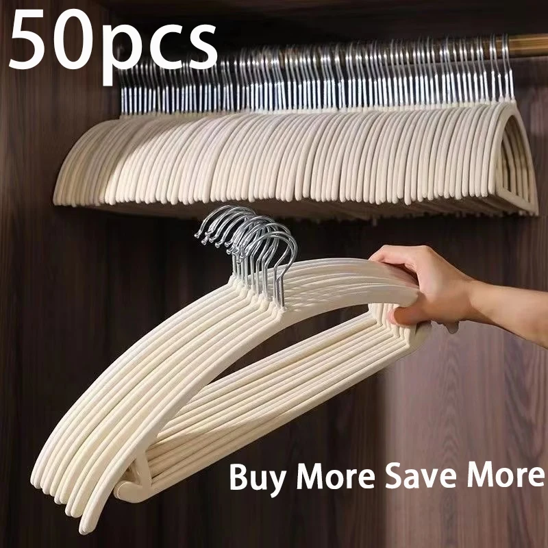 

Plush Clothes Hanger 50pcs Semi-Circular Anti Shoulder Corner Clothes Hanger Household Anti Slip Seamless Arc Organizer Special