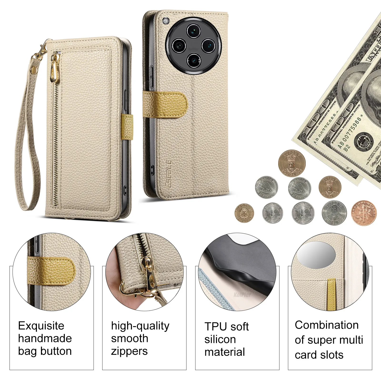 Custodia a tracolla in pelle da donna per OPPO Find X8 Ultra X8S X8S + X8PRO 5G Portafoglio Flip Cover Slot per schede Flip Borsa per telefono Capa