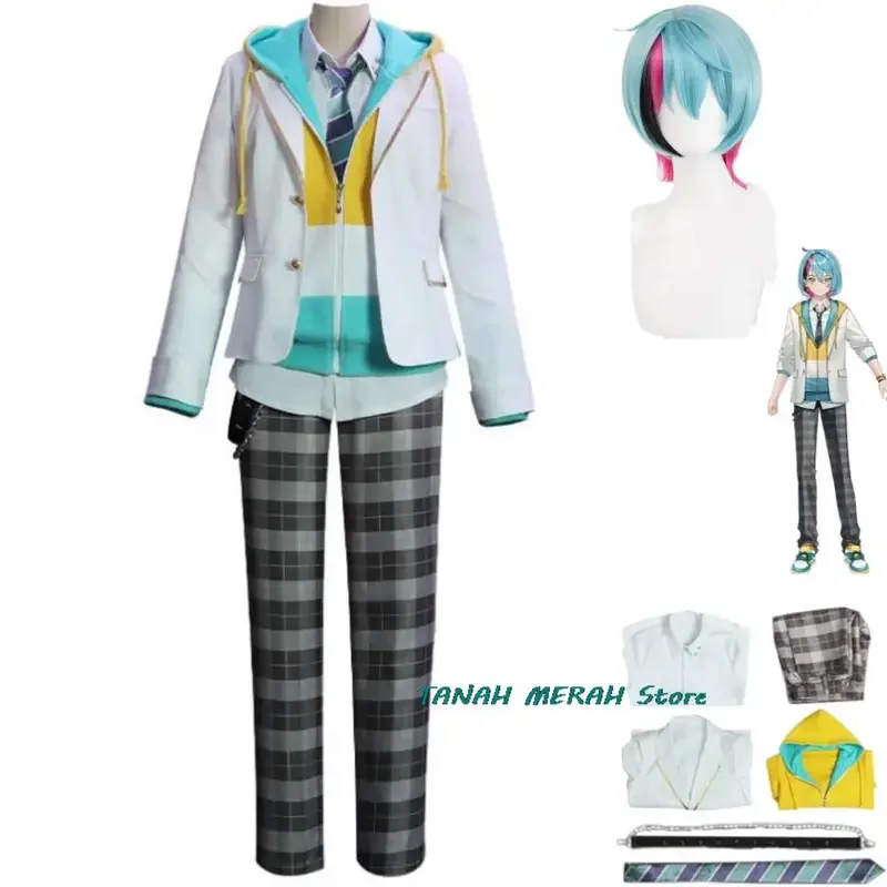 Anime virtuelle youtuber kyo kaneko cosplay kostüm nijisanji vtuber iluna perücke täglich jk uniform mantel mann frau karnevals anzug