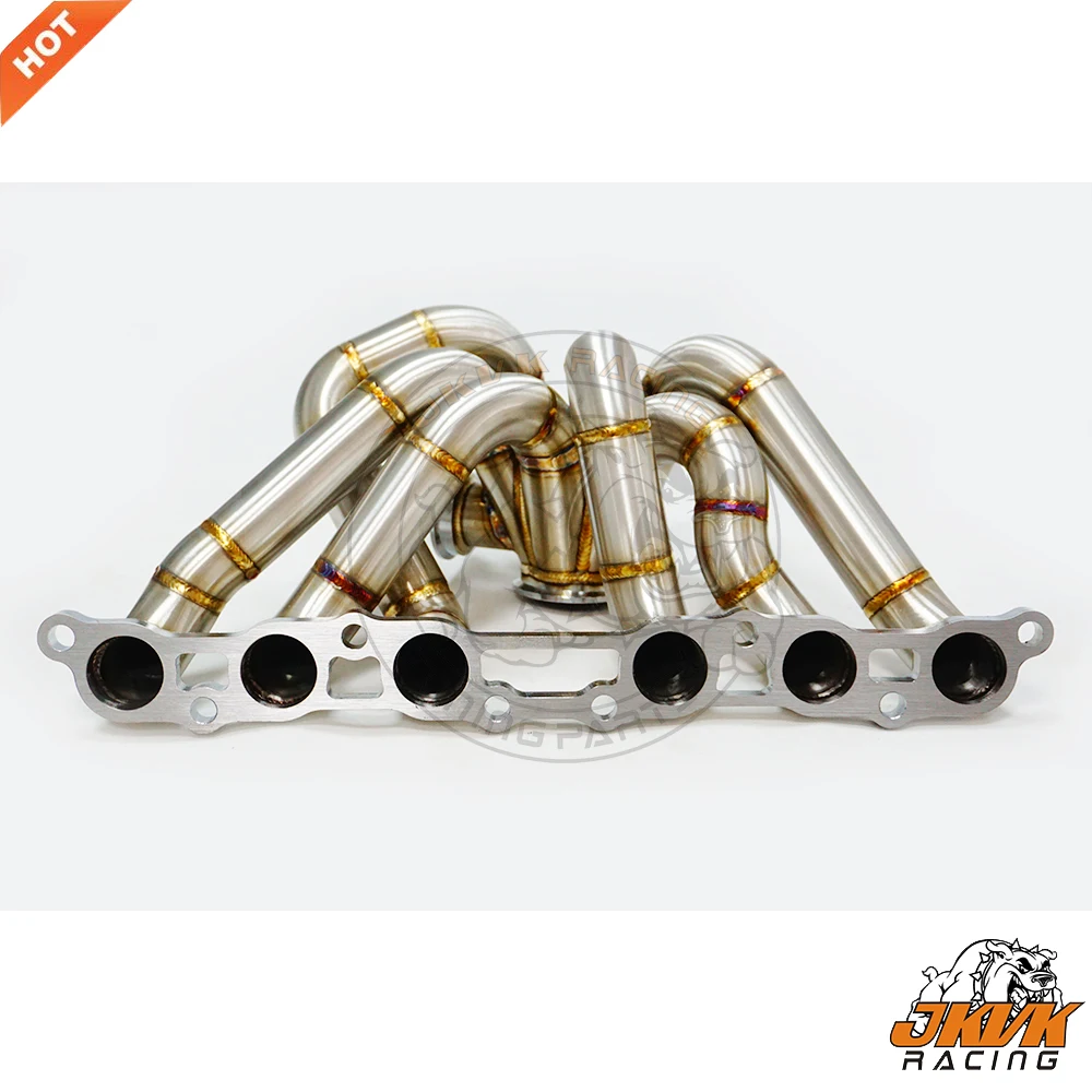 JKVK RACING 3.0 '' V fascia Flangia SS304 Tubo vapore da 3 mm Collettore turbo di lunghezza uguale per yo ta Supra MK4 Lexus GS300 2JZGE