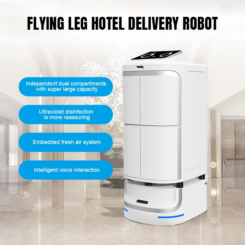 Smart Delivery Hotel Hospitality Autonomous Elevator Robot With Dual Cabin for Multi Floor Restaurant and Guestroom Service