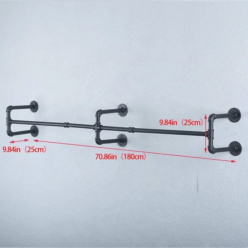 Przemysłowy wieszak na rurę Feng Shui, sztuka żelazna na ścianie, półka ekspozycyjna sklepu odzieżowego, stojak wiszący, sprzedaż hurtowa