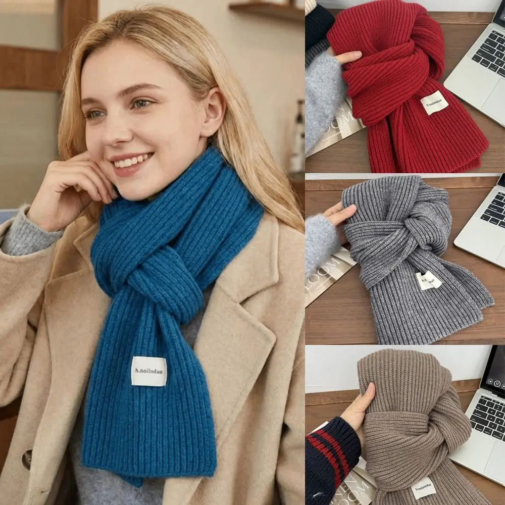 Fashion Keep Warm Cross Scarf Woolen Thicken Neckerchief Korean Style Vibes Knit Scarf Girls