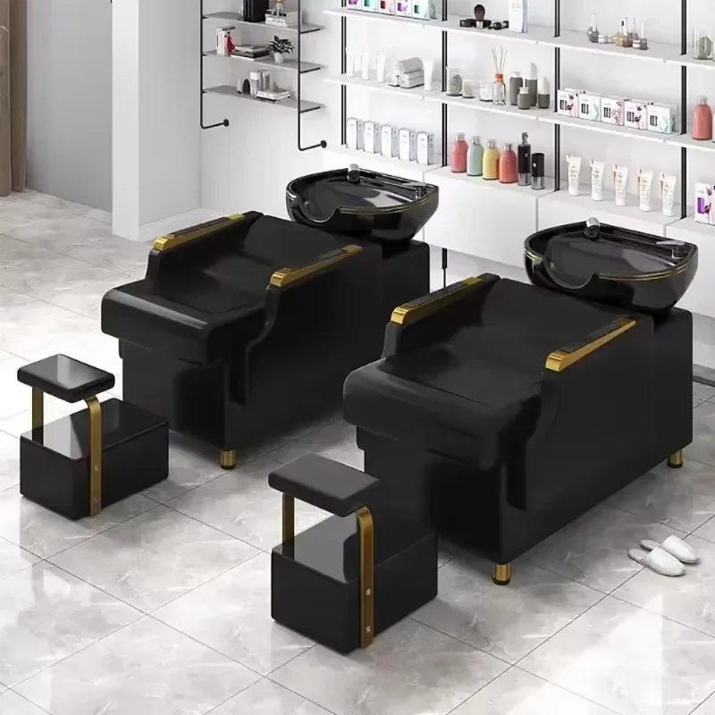 #Simple Comfortable Shampoo Bed Unique Nordic Fashion Custom Shampoo Bed Delicacy Delicacy Cadeira De Barbearia Salon Furniture