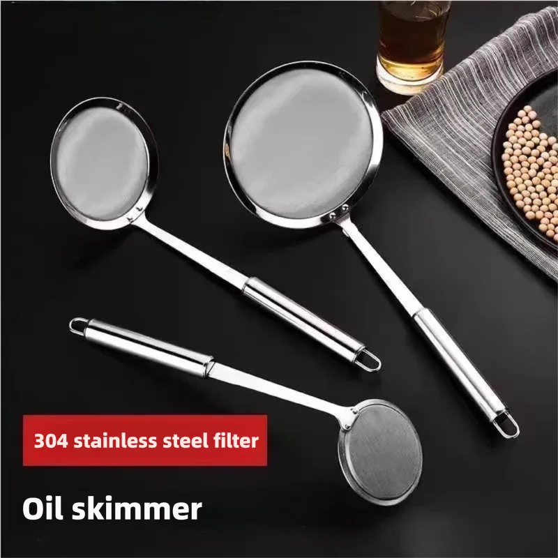 Cuchara de Filtro de Acero Inoxidable, Espumadera de Grasa, Colador de Malla Fina, Colador de Alimentos con Mango, Espumadera de Aceite de Cocina