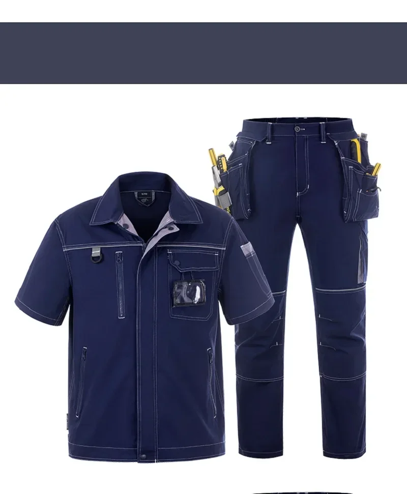 Giacca da lavoro estiva in cotone pantaloni tute Multi-tasche uniformi durevoli pantaloni da lavoro tuta da lavoro per uomo pantaloni Cargo 4XL