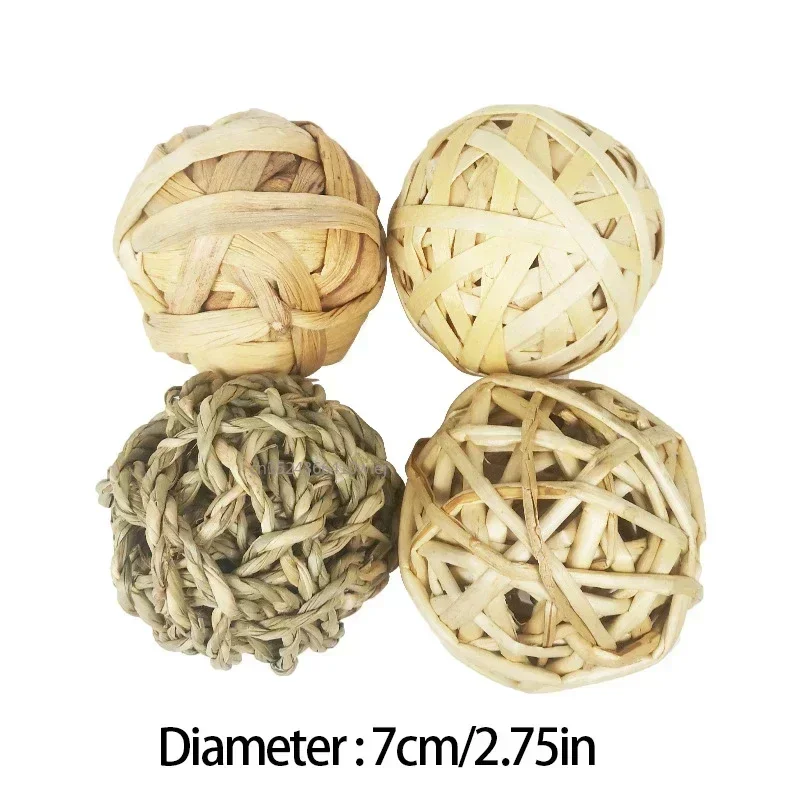 7cm Kaninchen ball Spielzeug Hase behandelt Spielzeug zum Zahnen Kleintier Kau spielzeug Gras Ball für Zwerg Hamster Kaninchen Meers chweinchen ger