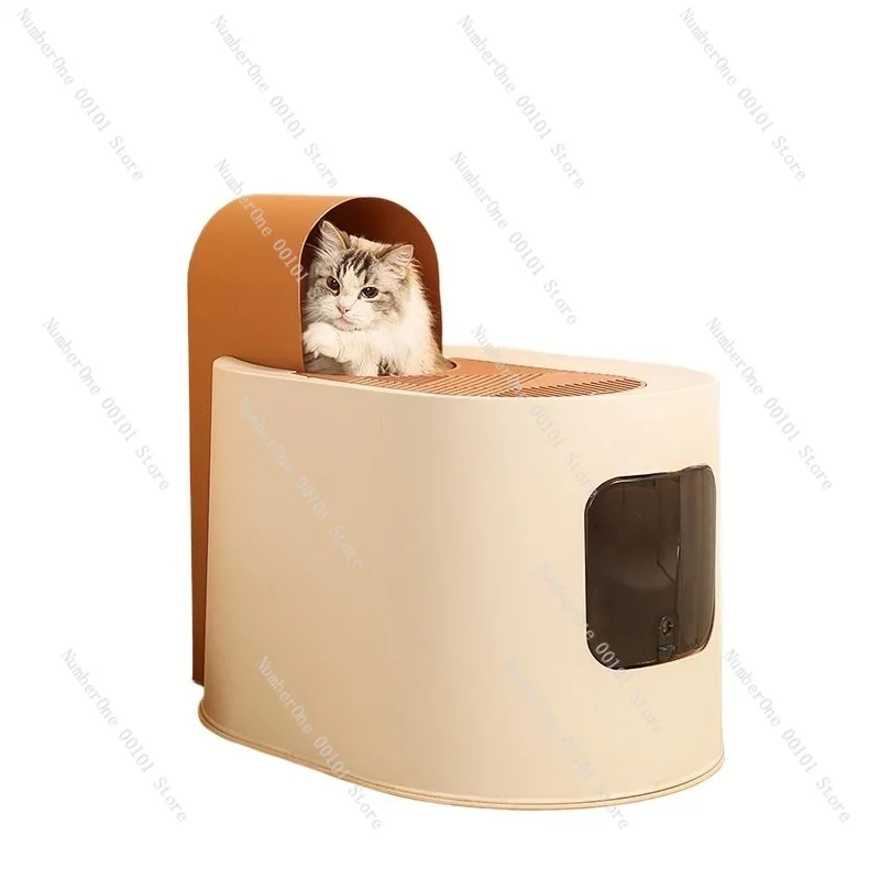 Fully Enclosed Extra-Large Cat Litter Box,Anti-Splash Top-In Type,Household Pet Toilet,Sand Tray with Closed Design