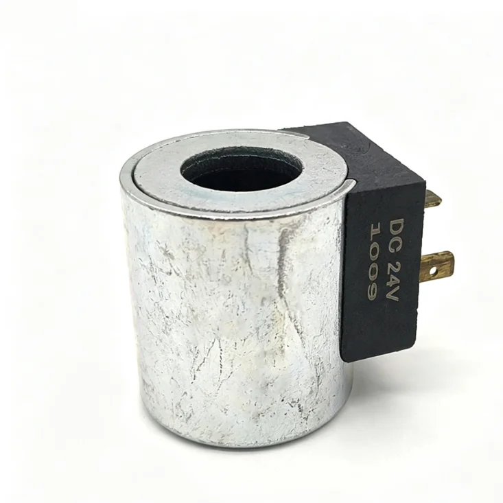 For longgong Hydraulic Valve Solenoid Coil 12V 24V DC Input 18mm Inner Diameter 40mm Height Copper Winding Black