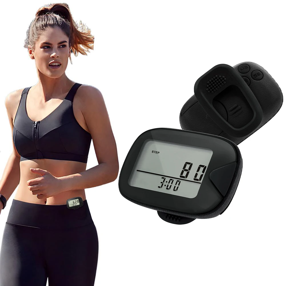 Walking Pedometer Clip Step Counter LCD Display Accurate Step Tracker Multi-Function Walking Step Counter for Walking Running