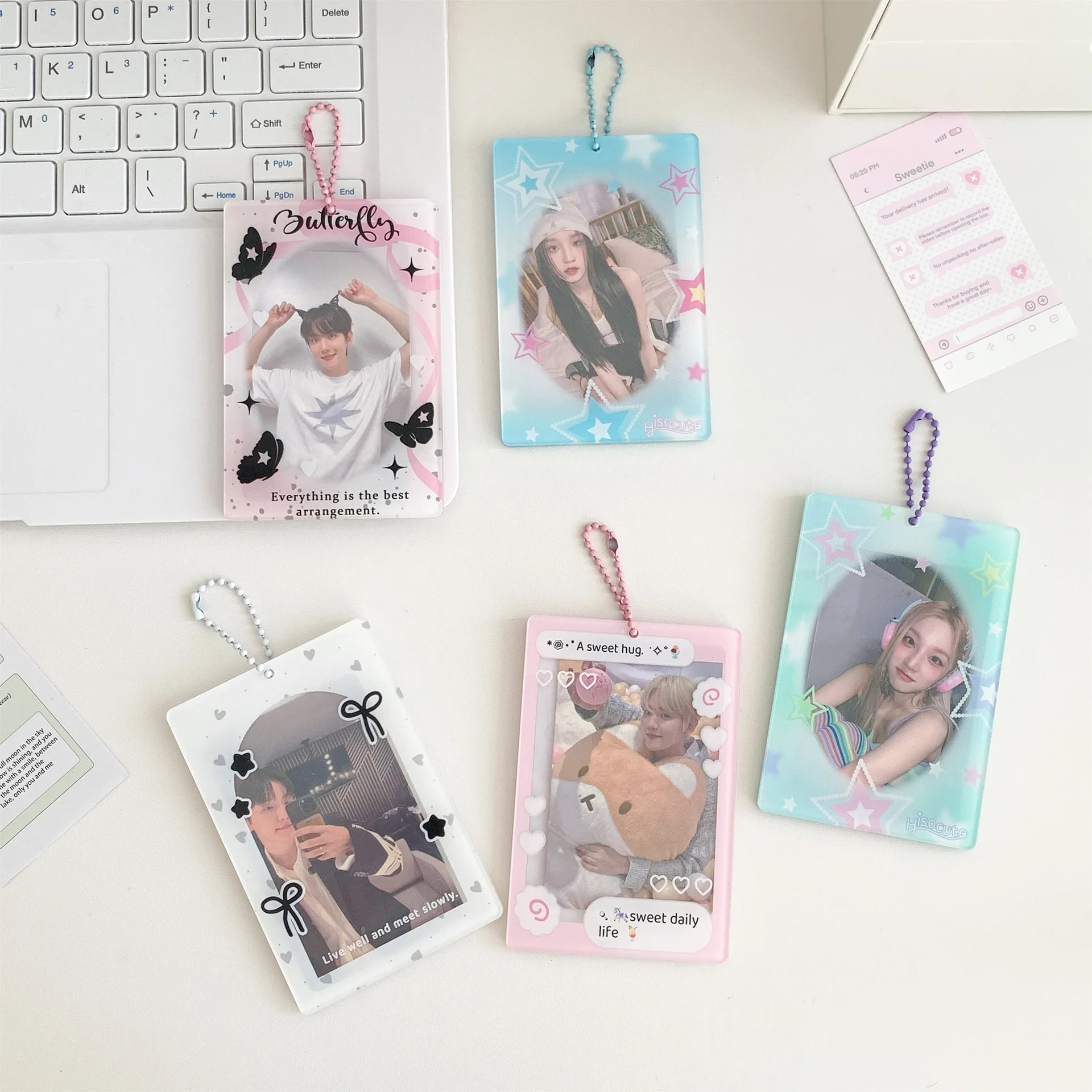 

Ins Girl Transparent Butterfly Hard Set, Polaroid Small Gouka 3-Inch Photo Frame Pendant, Star Chasing Card Brick