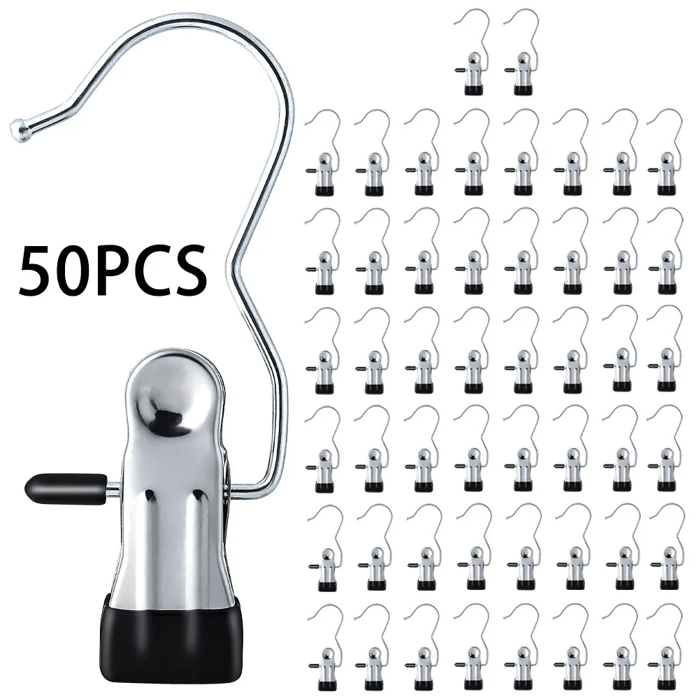 50PCS Hanger Clips, Multi Function Clip Hooks, Laundry Hanging Hooks Clips, Clothes Clips, Closet Hangers