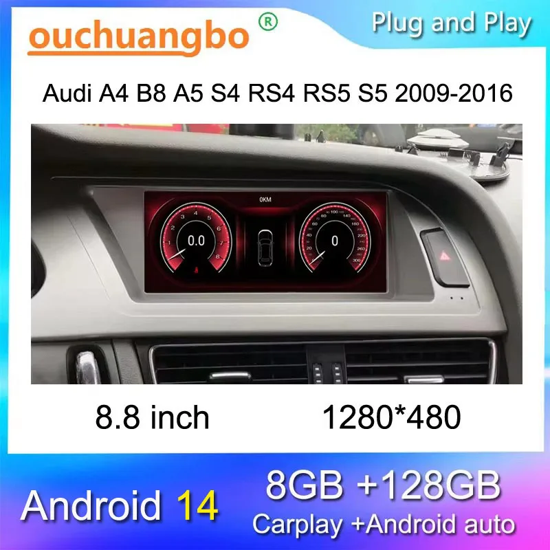 Ouchuangbo Radio Recorder For 8.8 Inch A4 B8 A5 S4 Rs4 Rs5 S5 2009-2016 Concert Sportback Convertible Multimedia Player Gps