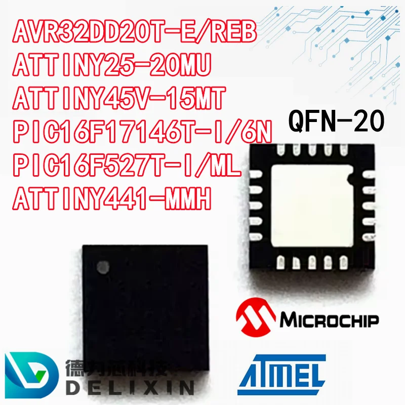 AVR32DD20T-E/REB ATTINY25-20MU ATTINY45V-15MT PIC16F17146T-I/6N PIC16F527T-I/ML ATTINY441-MMH Układy mikrokontrolera