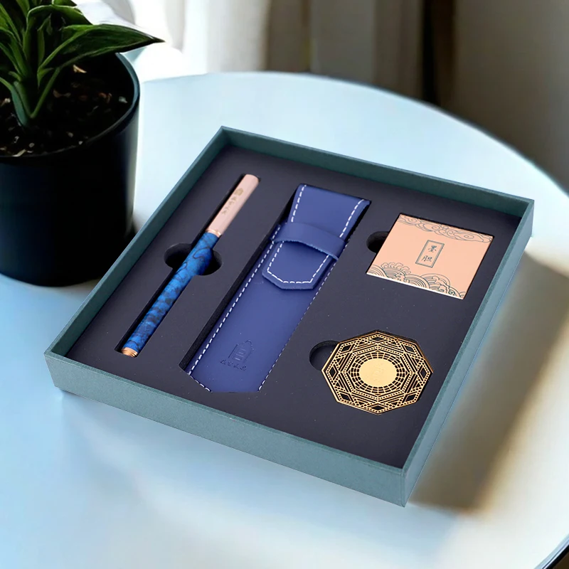 Forbidden City Stationery Colorful Wood And Brass Fountain Pen Set Exquisite And Delicate Gift With Pen Cover And Ink Cartrdiges