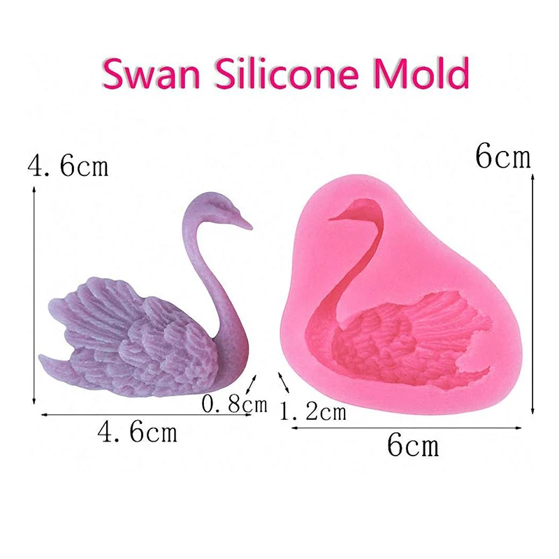Swan Fondant Mold For Baby Shower 3D Cute Animal Sugar Craft Gumpaste Silicone Mould Cake Pop Decorating Tools Cupcake Topper