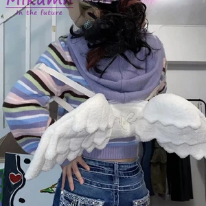 MikAutumn White Angel Wings Plush Mochila, Uniforme Japonês Y2k Kawaii Lolita JK, Saco Cosplay para Festa, Presente de Aniversário, Bolsa Escolar 10 principais vendas mochila angela - №4