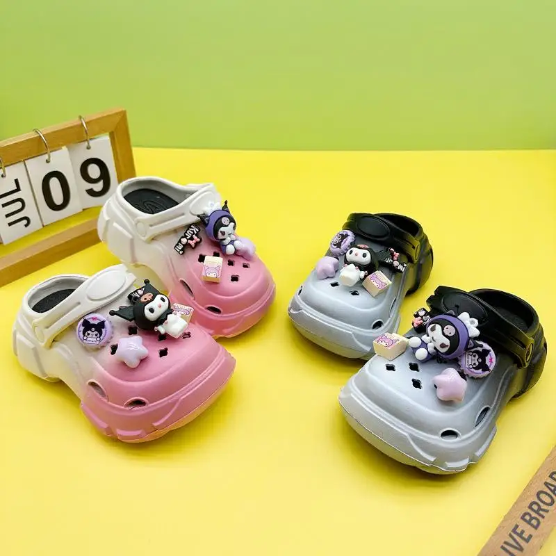 

Детские сандалии Sanrio Kuromi, дышащие, летние, с мягкой подошвой, удобные, Kawaii, аниме, новый стиль, водонепроницаемые, с героями мультфильмов