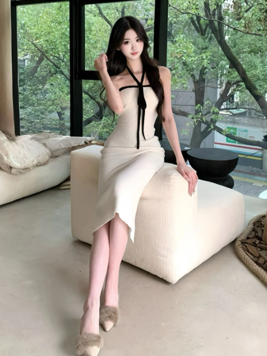 

Сексуальное облегающее длинное платье без бретелек Pure Desire, уникальное, красивое, подчеркивающее фигуру, летнее, 2026, хлопковое, с завышенной талией, для дома, школы, свиданий, повседневное