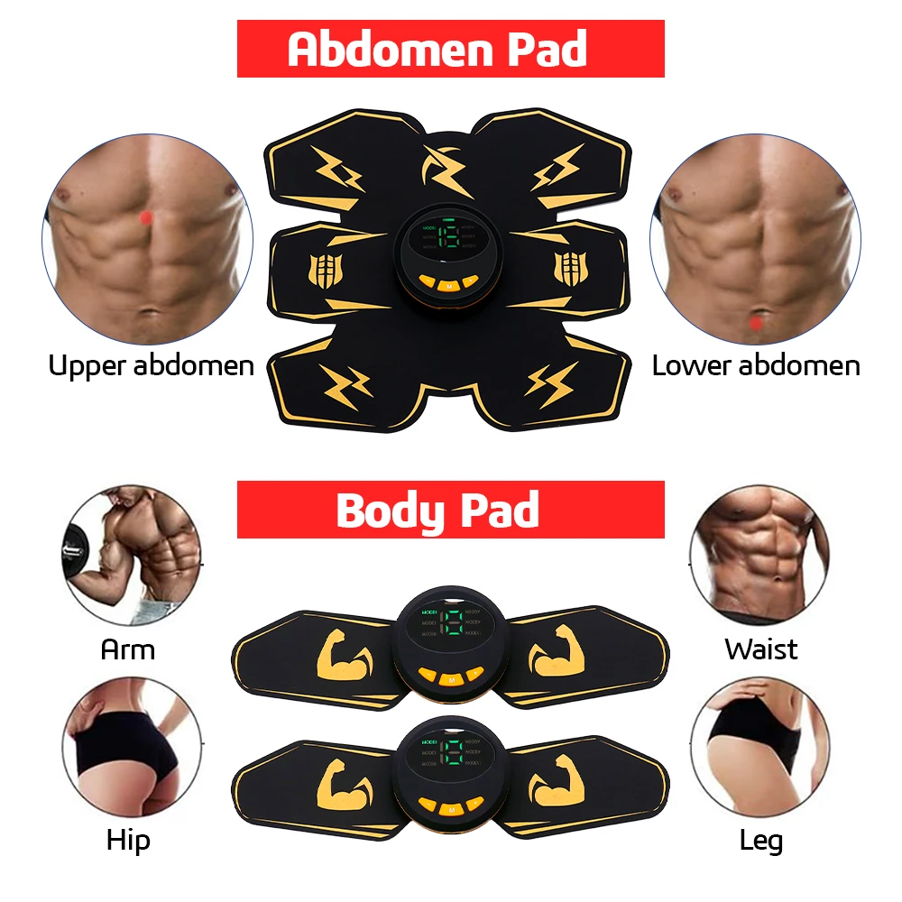 EMS Muscle Stimulator Abdominal TENS Massager Hip Fitness Electrostimulator Buttocks Arm Trainer Apparatus Slimming Fat Burning