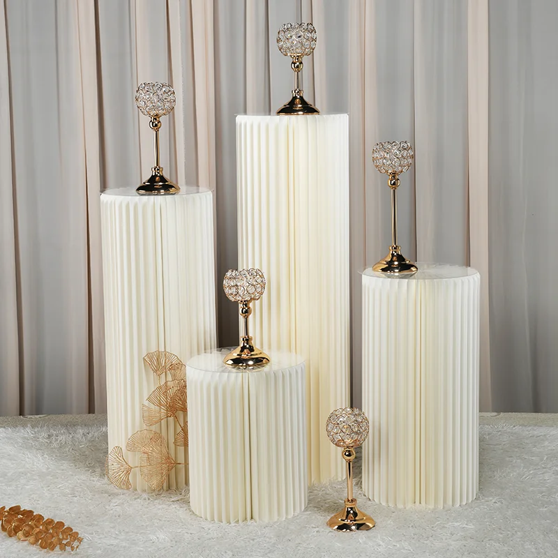 Cylinder Stands Party Paper Pedestal Cake Stand Foldable Cardboard Cylinder Parties Baby Shower Birthday Wedding Pillars Display