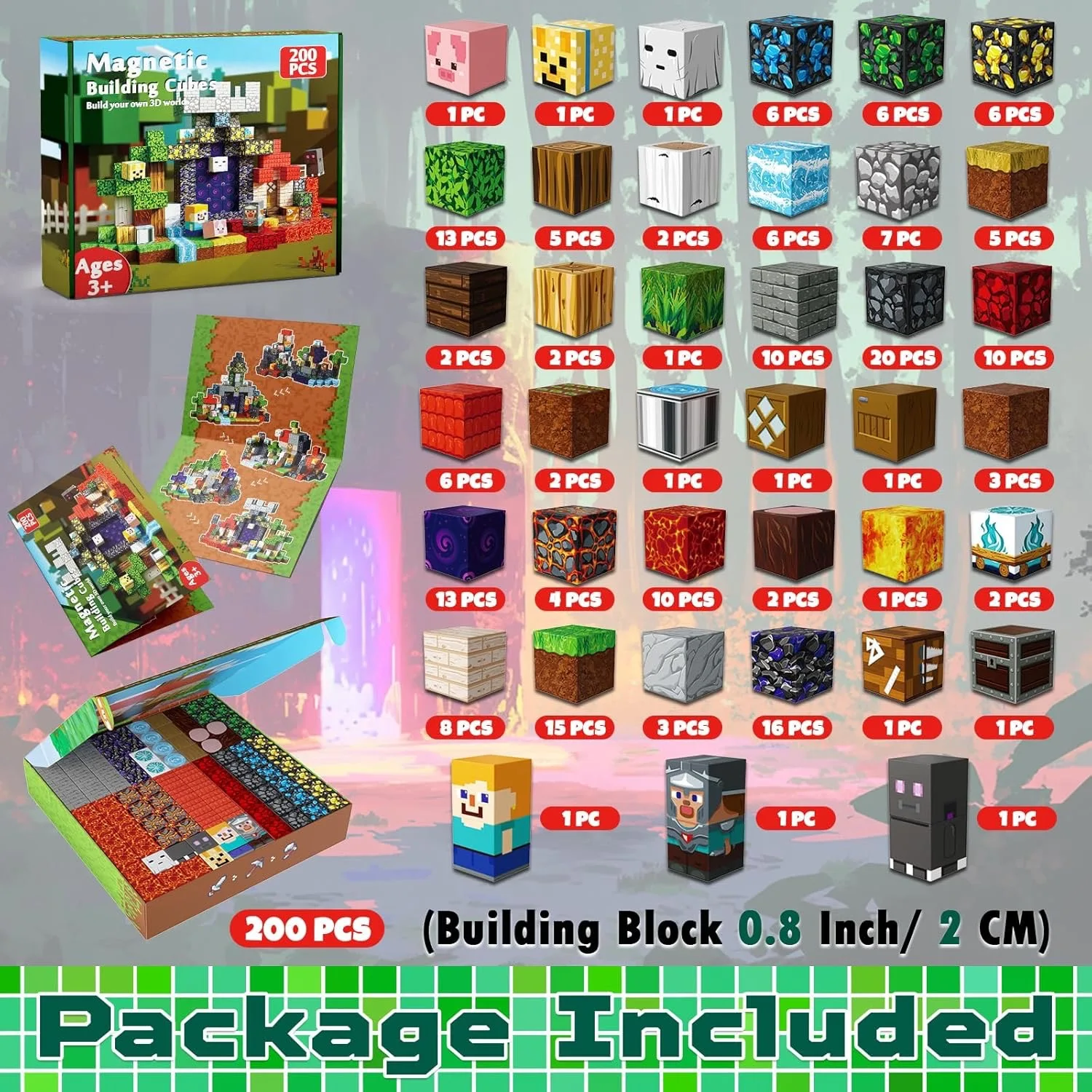 200 stks Magnetische Blokken Sets Kid Building Speelgoed Bouwen Mijn Magneet Wereld Model voor Kinderen Speelgoed STEM Montessori Zintuiglijke Kubussen Geschenken