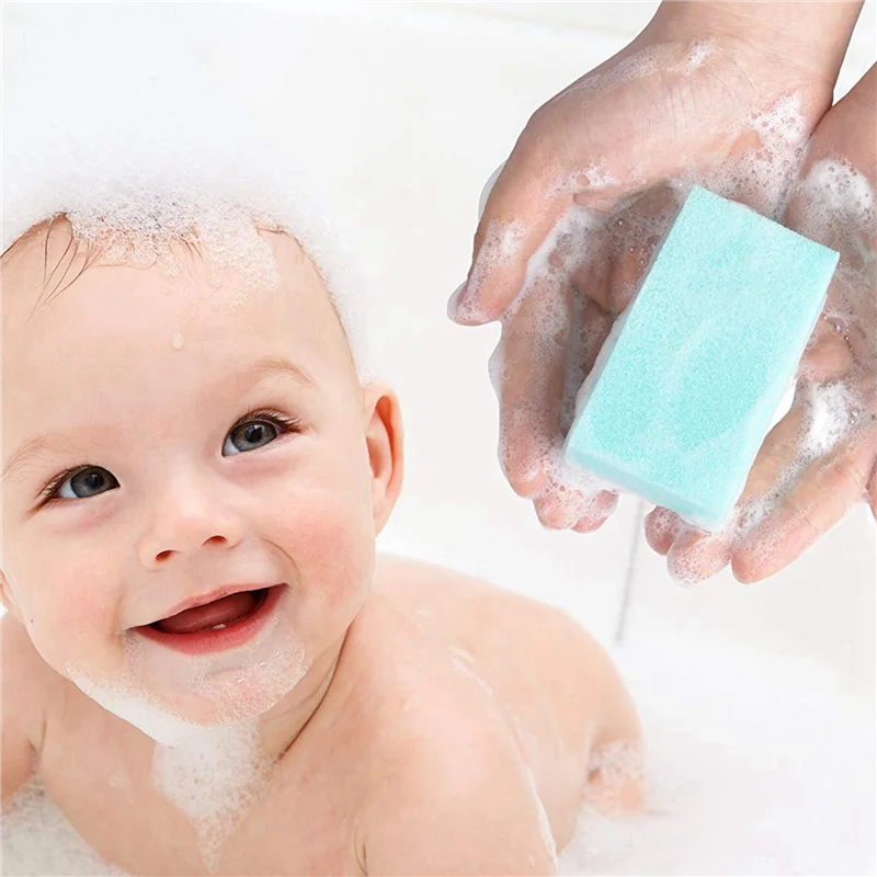 

B49B-Baby Bath Sponge (30 Pieces) Soft Foam Washer With Cradle Cap Brush Body,Hair And Scalp Clean Gentle Baby Sensory Brush