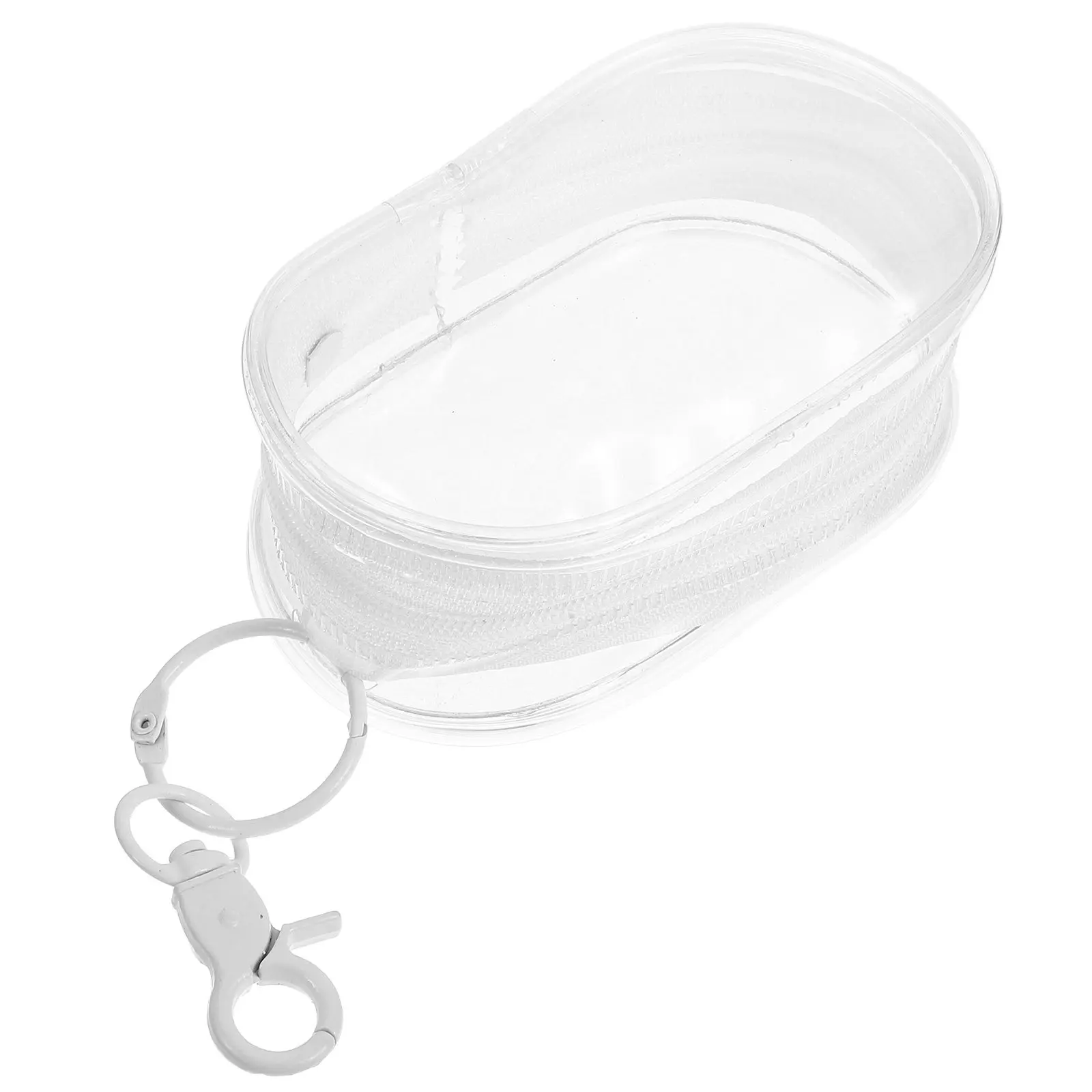 

Small Clear Travel Pouch with Lobster Clasp for Hair Ties Earphones Cables Organization Transparent Zipper Storage Bag for Keys