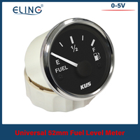 KUS  52mm Universal Car Boat Fuel Level Gauge 0-5V Fuel Level Meter with Red and Yellow Backlight for Motorcycle Yacht