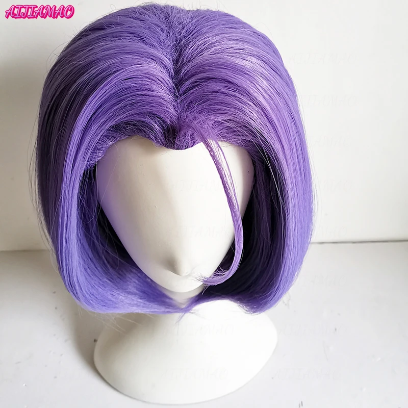 Rocket James Cosplay Wig Short Purple High Quality Heat Resistant Synthetic Hair Anime Role Play Wigs + Wig Cap