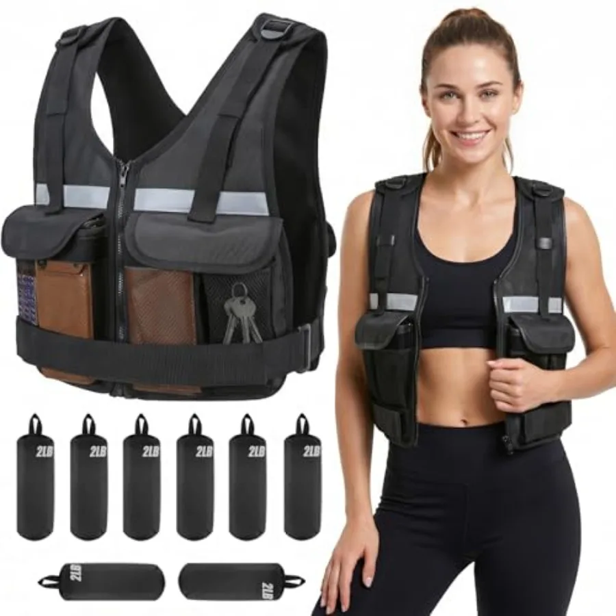 

2026 Upgrade Adjustable Weighted Vest 2-16 lbs Zip Design Weight Vest for Women and Men Durable Strength Training Vest with Ref