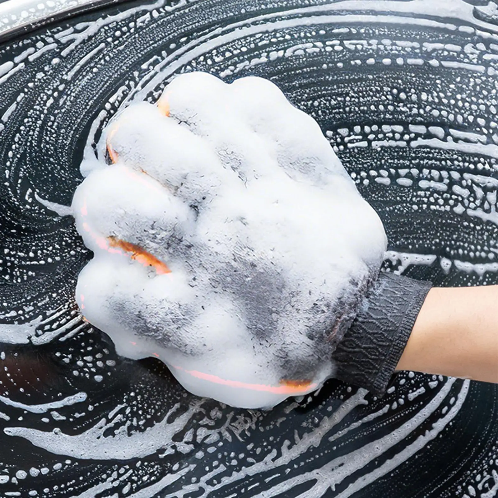 Bear-Paw Coral Fleece Car Wash Mitt Five-Finger Scratch Free Glove For Men Women Truck SUV Automotive Exterior Home Kitchen