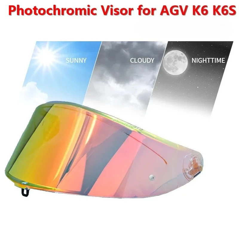 Photochromic Shield Visor Lenses for AGV K6 K6S Visor Full Face Viseira Capacete Racing Helmet Part Capacete De Moto Windshield