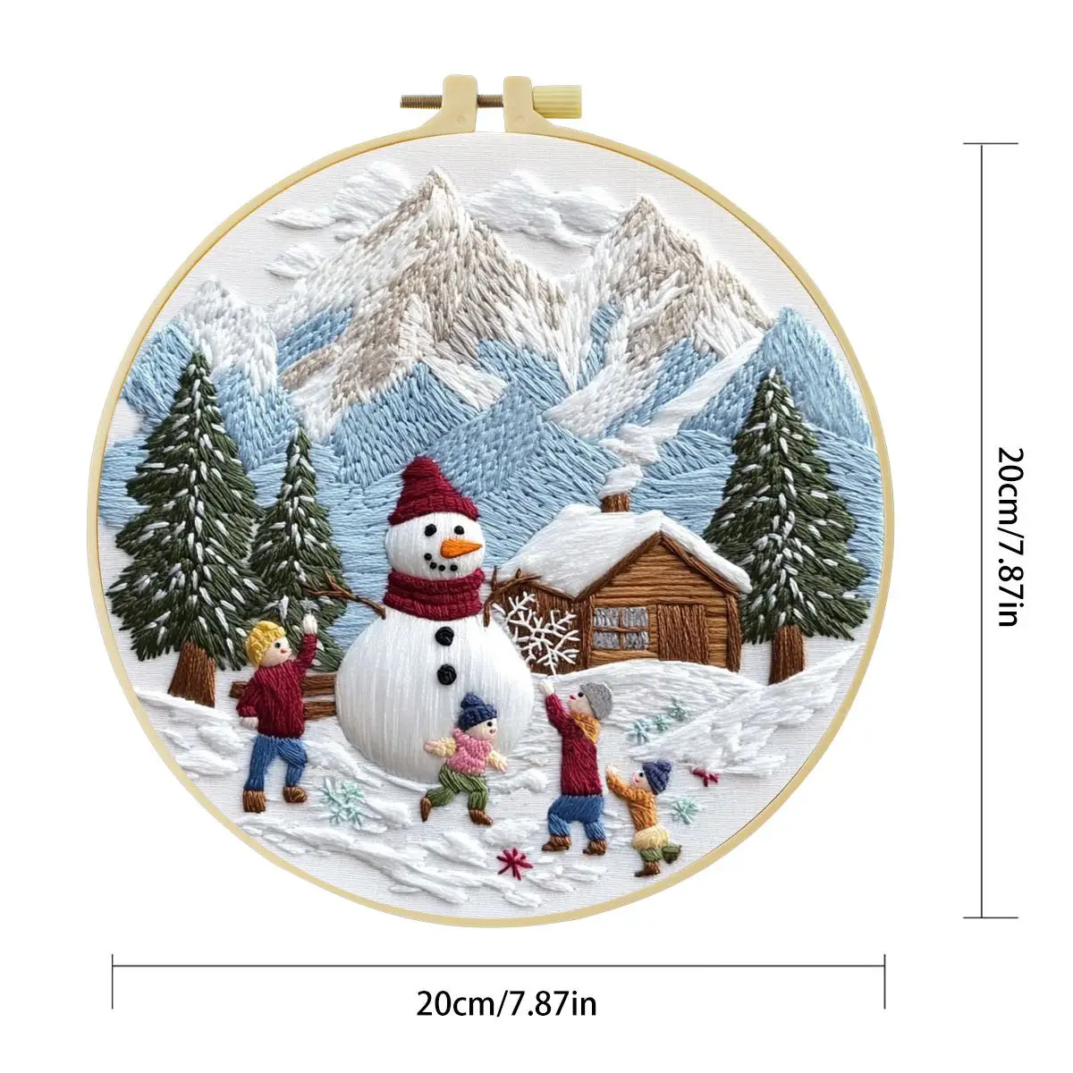 1 Stück 20X20CM/15X15CM 7,87/6,3 Zoll Schneemann Stickerei Starter-Kit DIY-Kit DIY-Stickerei-Set Handarbeiten Malerei – Detail 4